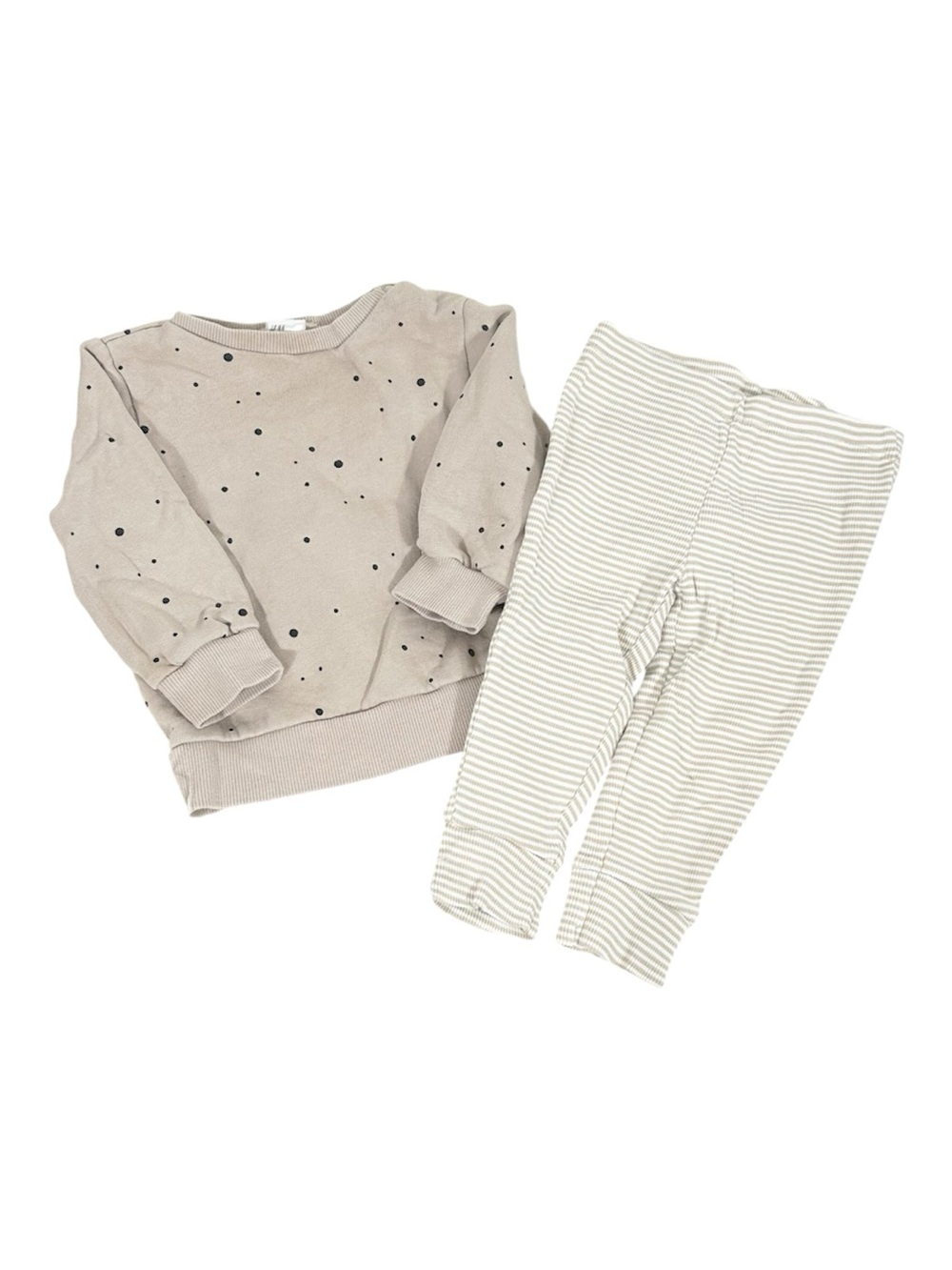 H&M & Carter’s Baby Neutral Outfit Mix Spotted Sweatshirt & Striped Pants Set